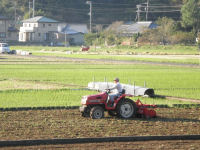 那賀の大規模花畑で耕運作業