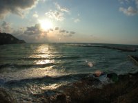 外部海岸の夕日