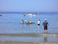 シュノーケリングから帰ってきた選手