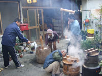 お正月用の餅つき