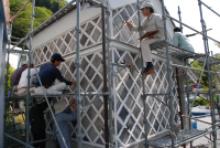 蔵つくり隊なまこ壁下塗り作業 蔵つくり隊なまこ壁下塗り作業