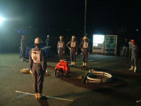 松崎町消防団小型ポンプ操法練習開始
