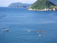 石部海岸で遠泳