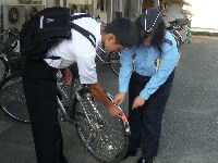通学自転車一斉点検 通学自転車一斉点検