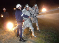 消防団夜間放水訓練