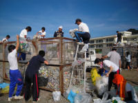 松崎中学アルミ缶回収