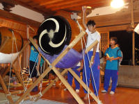 宮内の共盟社太鼓の練習