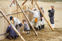 浜囲い設置作業 浜囲い設置作業